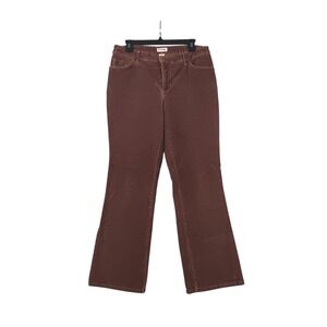 ST JOHNS BAY Women Brown Corduroy Flare Pants Size 12 Stretch‎